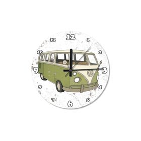 Tablomega Yeşil Vosvos Minibüs Ahşap Duvar Saati 30 X 30 cm