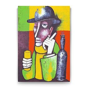 Tabloshop Adam ve Şarap 100x140 cm Tablo