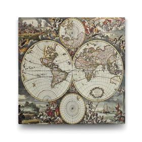 Tabloshop Antik 1690 Dünya Haritası 100x100 cm Tablo