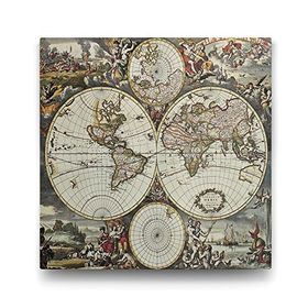 Tabloshop Antik 1690 Dünya Haritası 100x100 cm Tablo