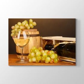 Tabloshop Beyaz Şarap ve Üzüm 60x40 cm Tablo