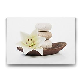 Tabloshop Çakıl Taşları ve Narin Çiçek 75x50 cm Tablo