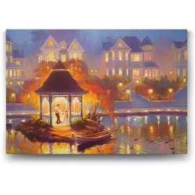 Tabloshop Çardak Altında Işıklı Gece 45x30 cm Tablo