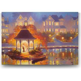 Tabloshop Çardak Altında Işıklı Gece 45x30 cm Tablo