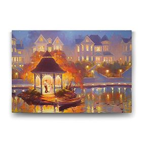 Tabloshop Çardak Altında Işıklı Gece 45x30 cm Tablo