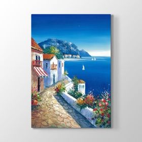 Tabloshop Çiçekli Ev Manzara Yağlıboya 40x60 cm Tablosu