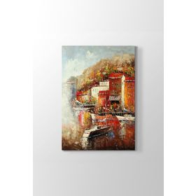 Tabloshop Çiçekli Ev Manzara Yağlıboya 40x60 cm Tablosu