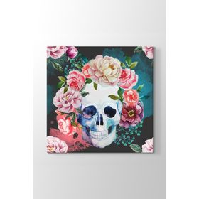 Tabloshop Çiçekli Kuru Kafa 40x40 cm Tablo