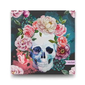 Tabloshop Çiçekli Kuru Kafa 50x50 cm Tablo