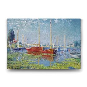Tabloshop Claude Monet Red Boats At Argenteuil 125x80 cm Kanvas Tablo