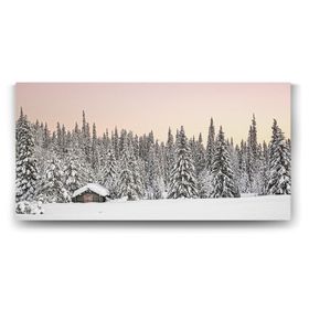 Tabloshop Dağ Evi ve Kar Manzarası 120x60 cm Tablo