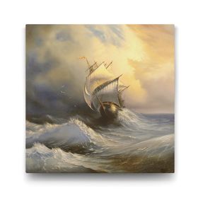 Tabloshop Dalgalı Denizde Gemi 60x60 cm Tablo