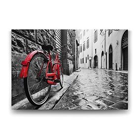 Tabloshop Dar Sokakta Kırmızı Bisiklet 45x30 cm Tablo