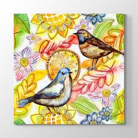 Tabloshop Dekoratif Kuşlar 100x100 cm Tablo