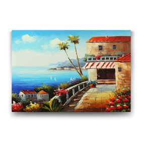 Tabloshop Deniz Manzaralı Ev 100x70 cm Tablo