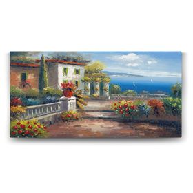 Tabloshop Deniz Manzarası ve Ev 100x50 cm Tablo