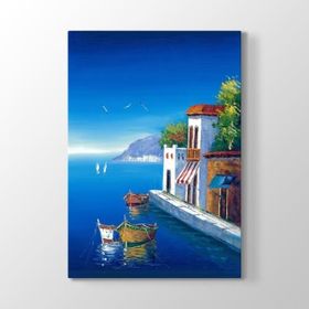 Tabloshop Deniz Tekne Martılar Manzara 50x75 cm Tablo