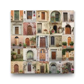 Tabloshop Eski Kapılar Kolaj 70x70 cm Tablo