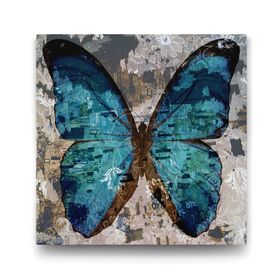Tabloshop Eskitme Mavi Kelebek 50x50 cm Tablo