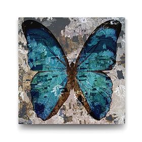 Tabloshop Eskitme Mavi Kelebek 50x50 cm Tablo