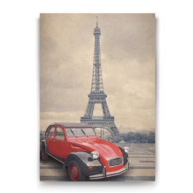 Tabloshop Eyfel ve Kırmızı Araba 40x60 cm Tablo