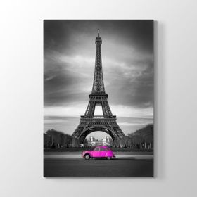 Tabloshop Eyfel ve Pembe Araba 70x100 cm Tablo
