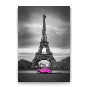 Tabloshop Eyfel ve Pembe Araba 80x125 cm Tablo