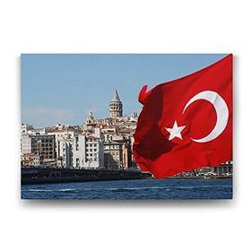 Tabloshop Galata Kulesi Türk Bayrağı 90x60 cm Tablo