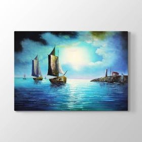 Tabloshop Gece Deniz Manzarası 125x80 cm Tablo
