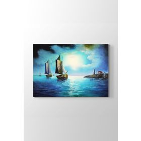 Tabloshop Gece Deniz Manzarası 125x80 cm Tablo
