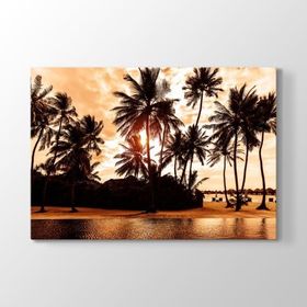 Tabloshop Gün Batımı Palmiyeler 100x70 cm Tablo