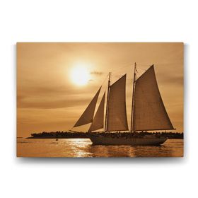 Tabloshop Gün Batımı ve Yelkenli 75x50 cm Tablo