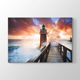 Tabloshop Günbatımı Deniz Feneri 140x100 cm Tablo