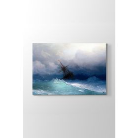 Tabloshop Ivan Ayvazovski Fırtınalı Denizde Gemi 100x70 cm Kanvas Tablo