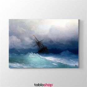 Tabloshop Ivan Ayvazovski Fırtınalı Denizde Gemi 100x70 cm Kanvas Tablo