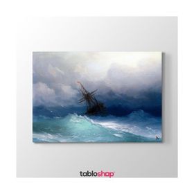 Tabloshop Ivan Ayvazovski Fırtınalı Denizde Gemi 100x70 cm Kanvas Tablo