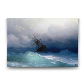Tabloshop Ivan Ayvazovski Fırtınalı Denizde Gemi 75x50 cm Tablo