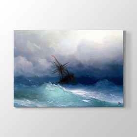 Tabloshop Ivan Ayvazovski Fırtınalı Denizde Gemi 75x50 cm Tablo
