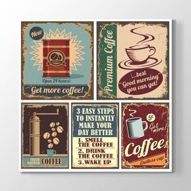Tabloshop Kahve Retro Kolaj 50x50 cm Tablo