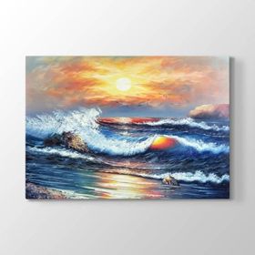 Tabloshop Kayalıklarda Dalga 45x30 cm Tablo