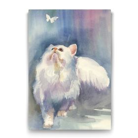 Tabloshop Kedi ve Kelebek 50x75 cm Tablo