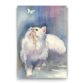 Tabloshop Kedi ve Kelebek 50x75 cm Tablo