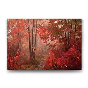 Tabloshop Kırmızı Çınar Yapraklı 60x40 cm Tablo