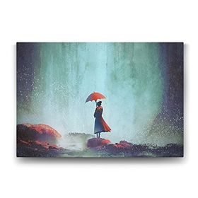 Tabloshop Kırmızı Şemsiyeli Kız 125x80 cm Tablo