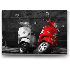 Tabloshop Kırmızı Vespa Motor 140x100 cm Tablo