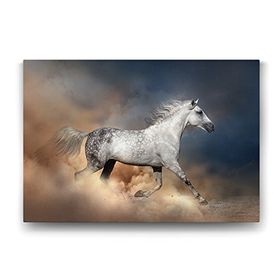 Tabloshop Kumda Koşan Gri At 125x80 cm Tablo