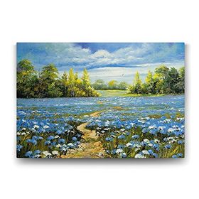 Tabloshop Mavi Çiçek Tarlası 140x100 cm Tablo