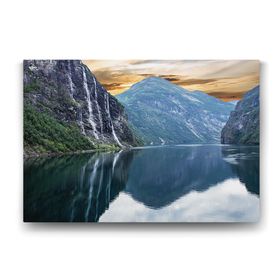 Tabloshop Norveç Geiranger Şelalesi 45x30 cm Tablo