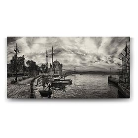 Tabloshop Ortaköy Camii Siyah Beyaz 120x60 cm Tablo