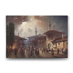 Tabloshop Osmanlıda Çarşı Meydanı 125x80 cm Tablo